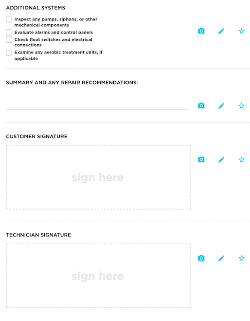 Septic System Inspection Checklist Report: Additional Systems