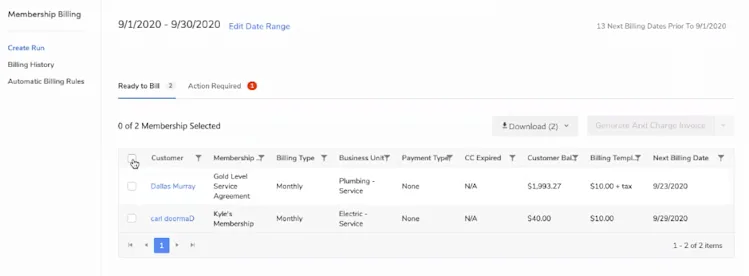 Membership billing is easy to keep track of in ServiceTitan