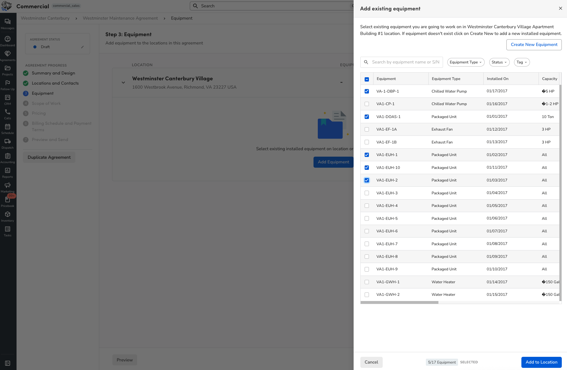 ServiceTitan's CRM: Add Existing Equipment