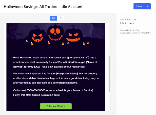 HVAC Email Marketing: Idle Account Holiday Halloween Prompt
