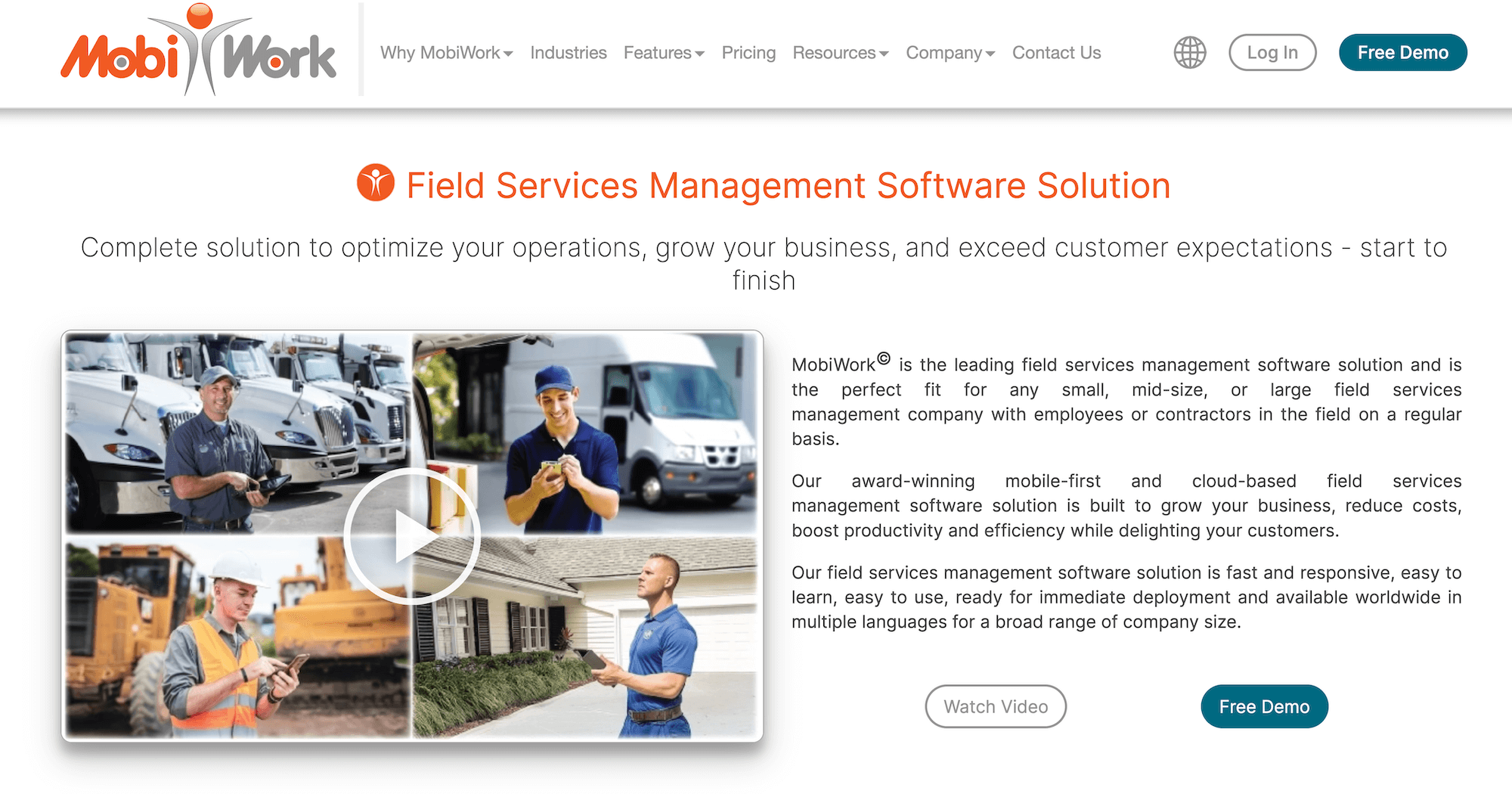 MobiWork homepage: Mobile Workforce Software Solutions
