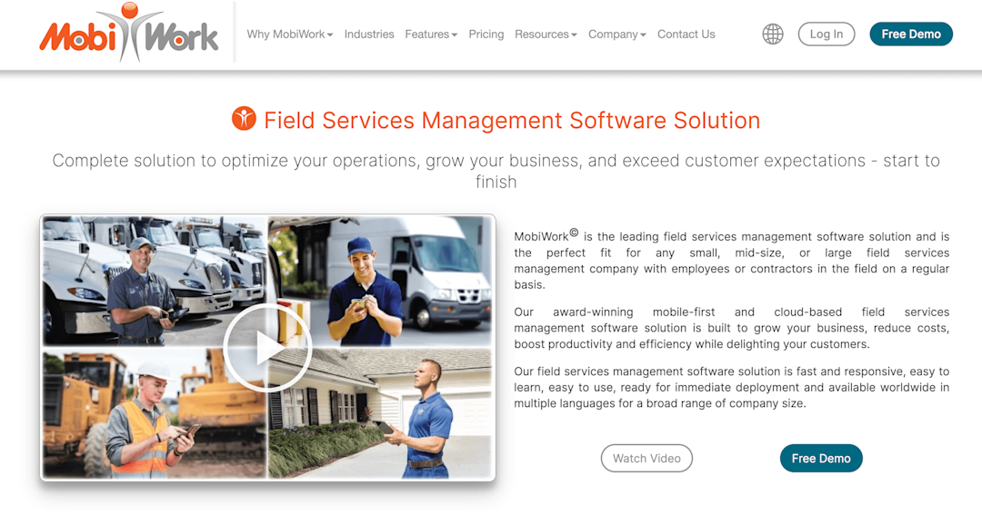 MobiWork homepage: Mobile Workforce Software Solutions