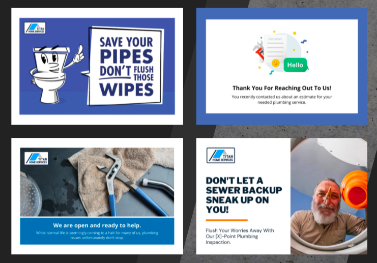 Idle Accounts, Unsold Estimates, or Brand Awareness Postcard Templates in ServiceTitan's Marketing Pro