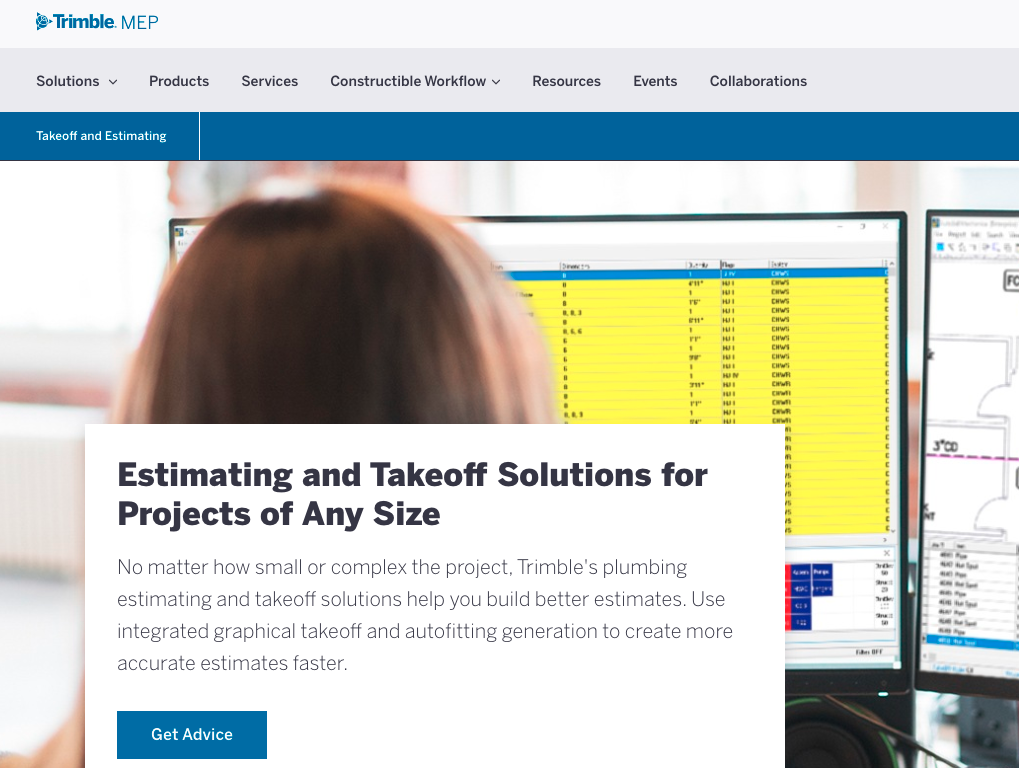 Trimble MEP homepage: Estimating and Takeoff Solutions for Projects of Any Size