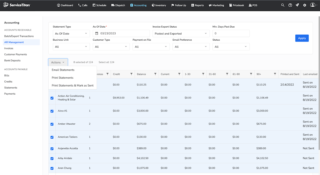 Accounting: AR Management (Actions and Statements)