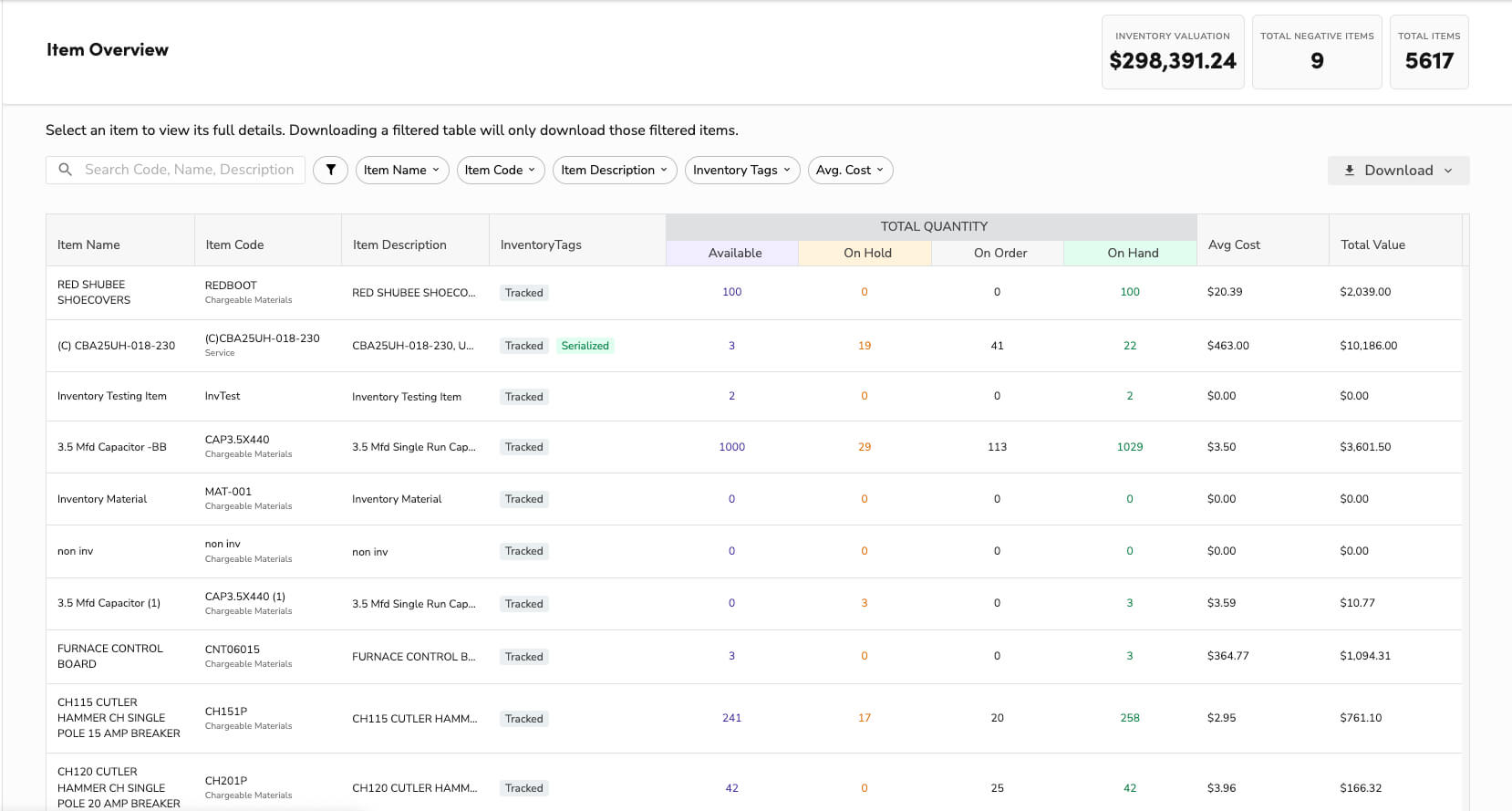ServiceTitan Inventory management software 