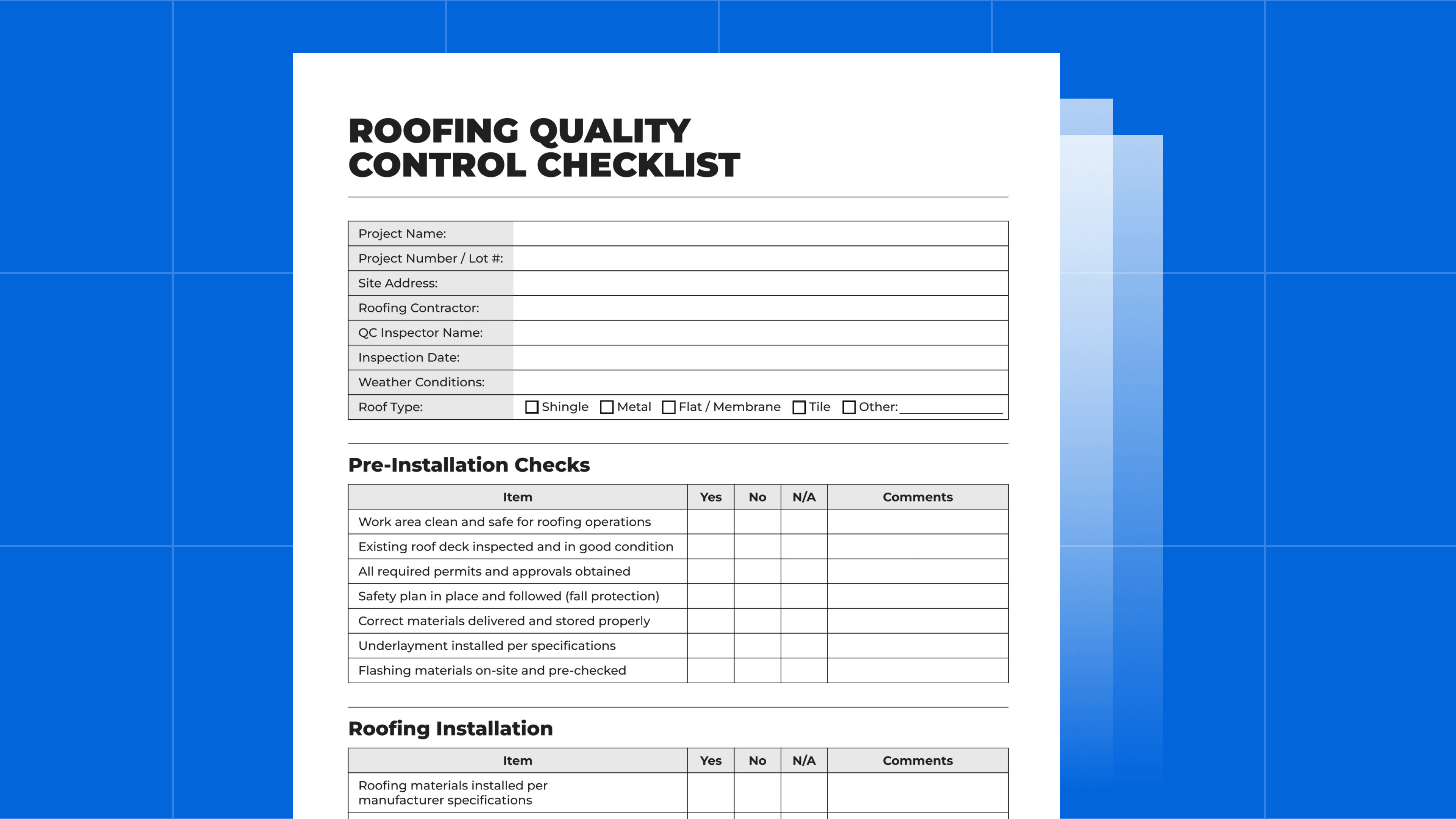 Roofing Quality Control Checklist: Free PDF Template
