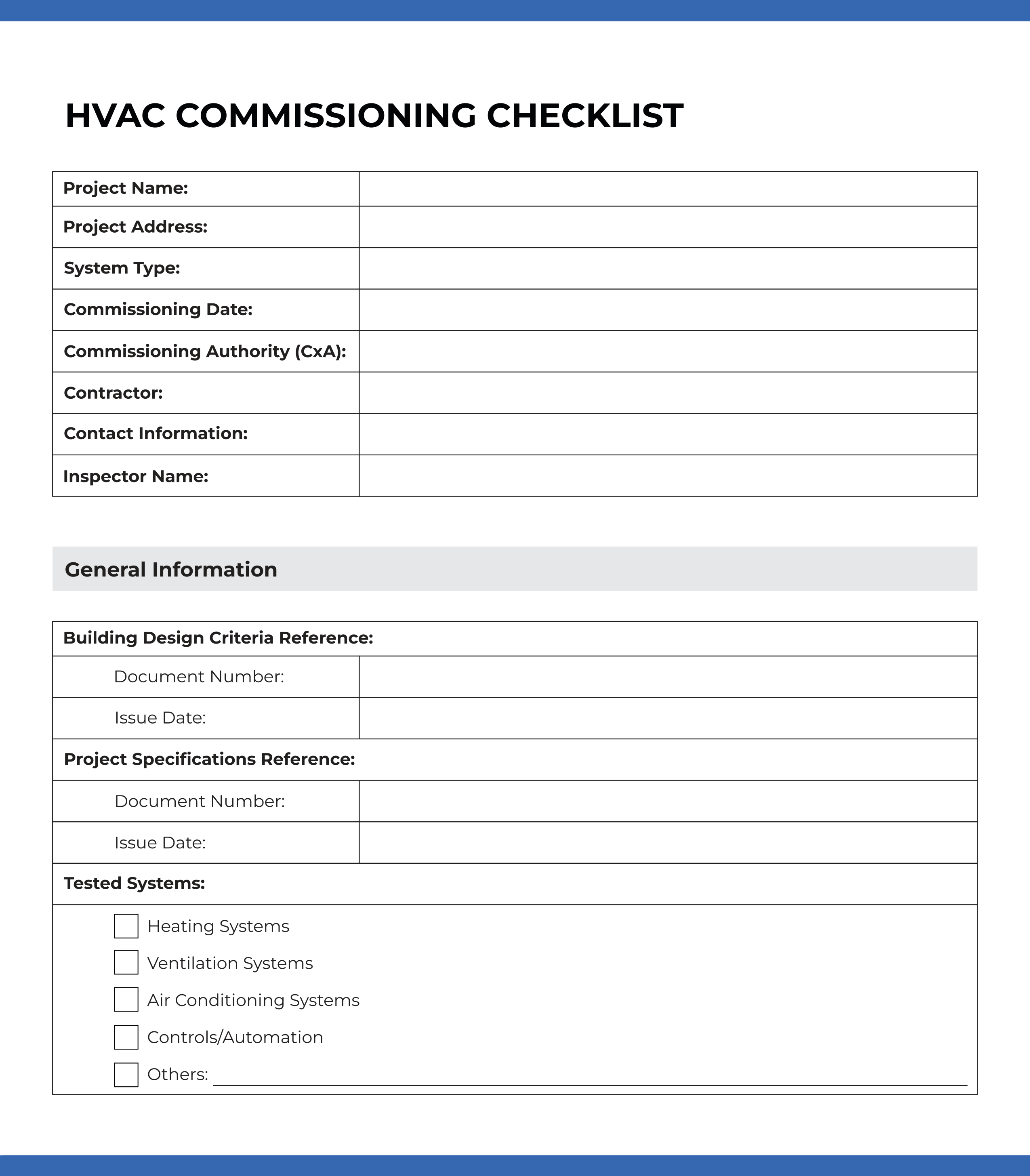HVAC Commissioning Checklist: Page 1 of 4