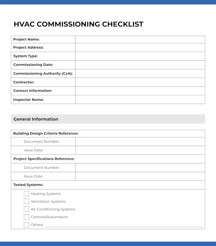 HVAC Commissioning Checklist: Page 1 of 4