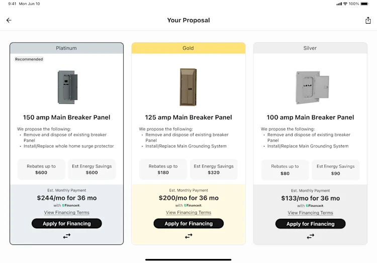 Platinum, Gold, Silver Proposals for Electrical Breaker Panels