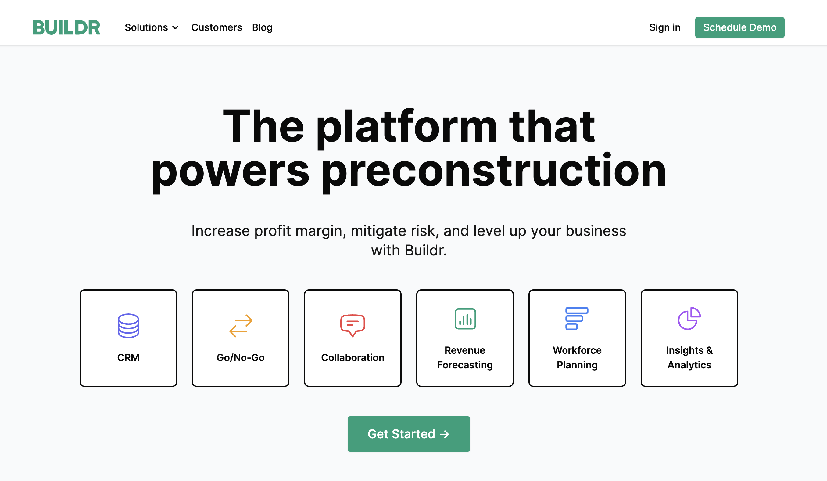 Buildr homepage: The platform that powers preconstruction