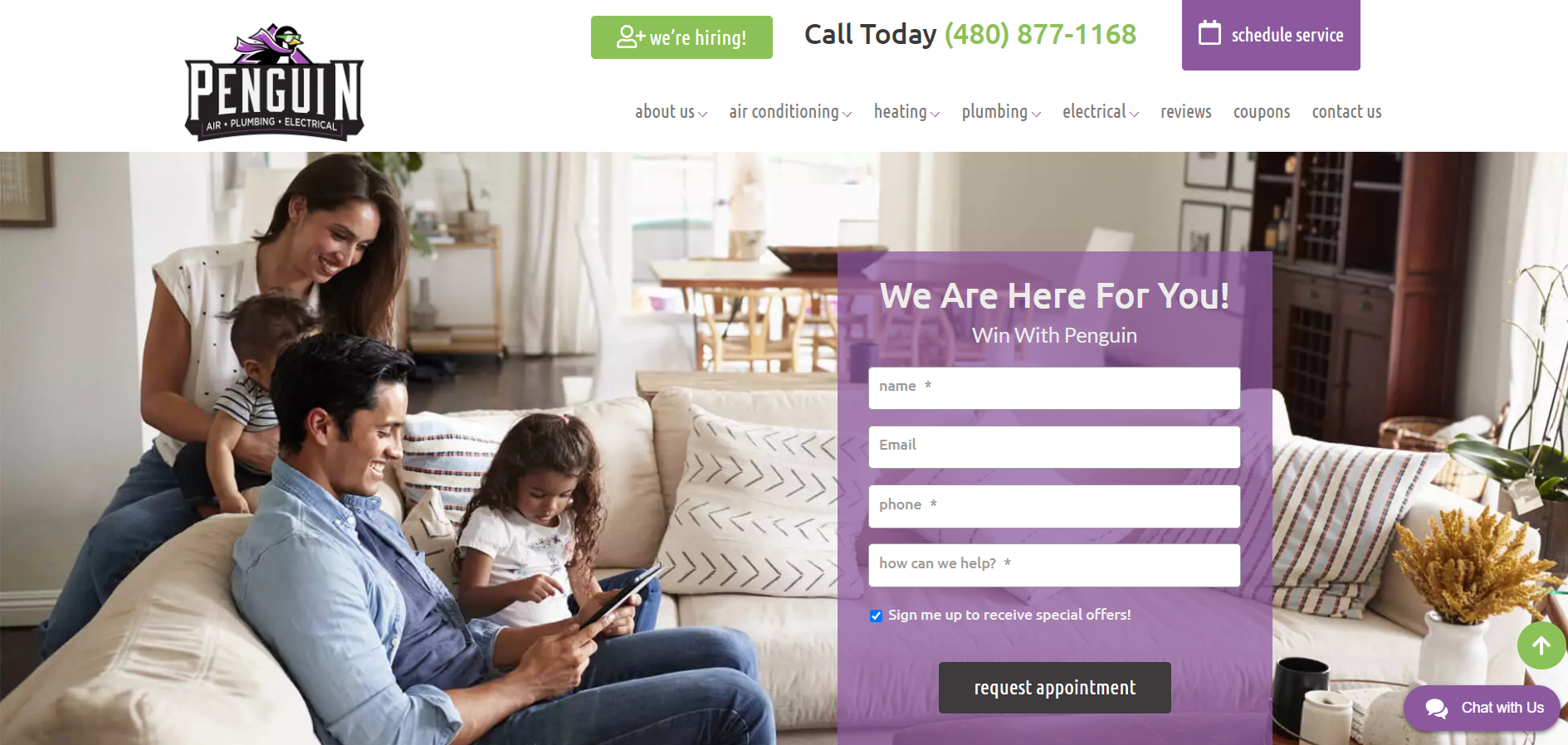 Image | Penguin Air, Plumbing & Electrical Website