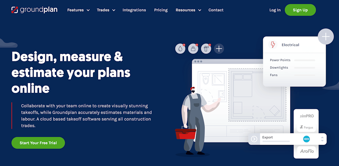 Groundplan homepage: Design, measure & estimate your plans online