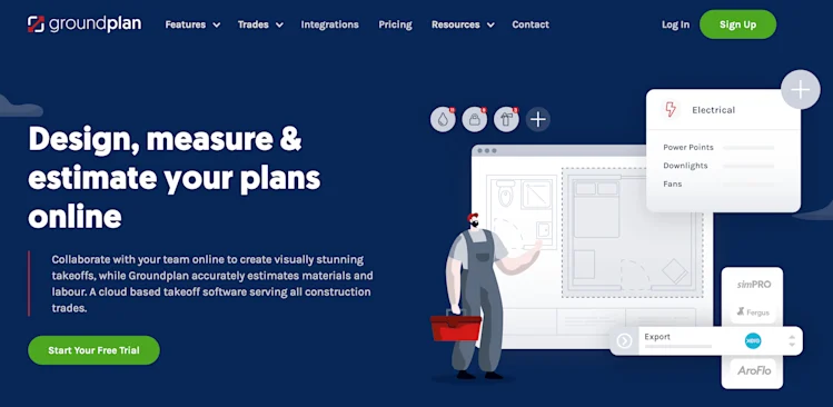 Groundplan homepage: Design, measure & estimate your plans online