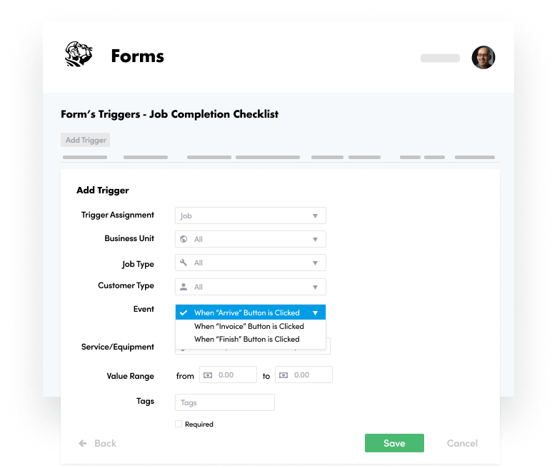 Form's Triggers: Job Completion Checklist