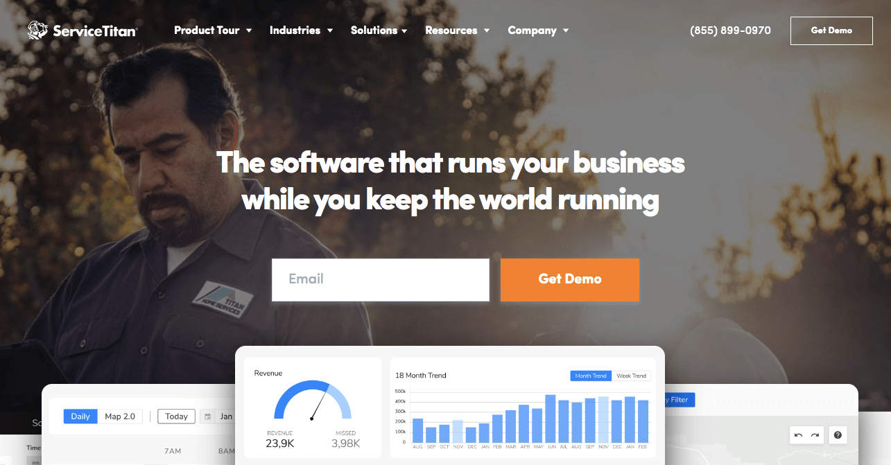 ServiceTitan homepage: The software that runs your business while you keep the world running