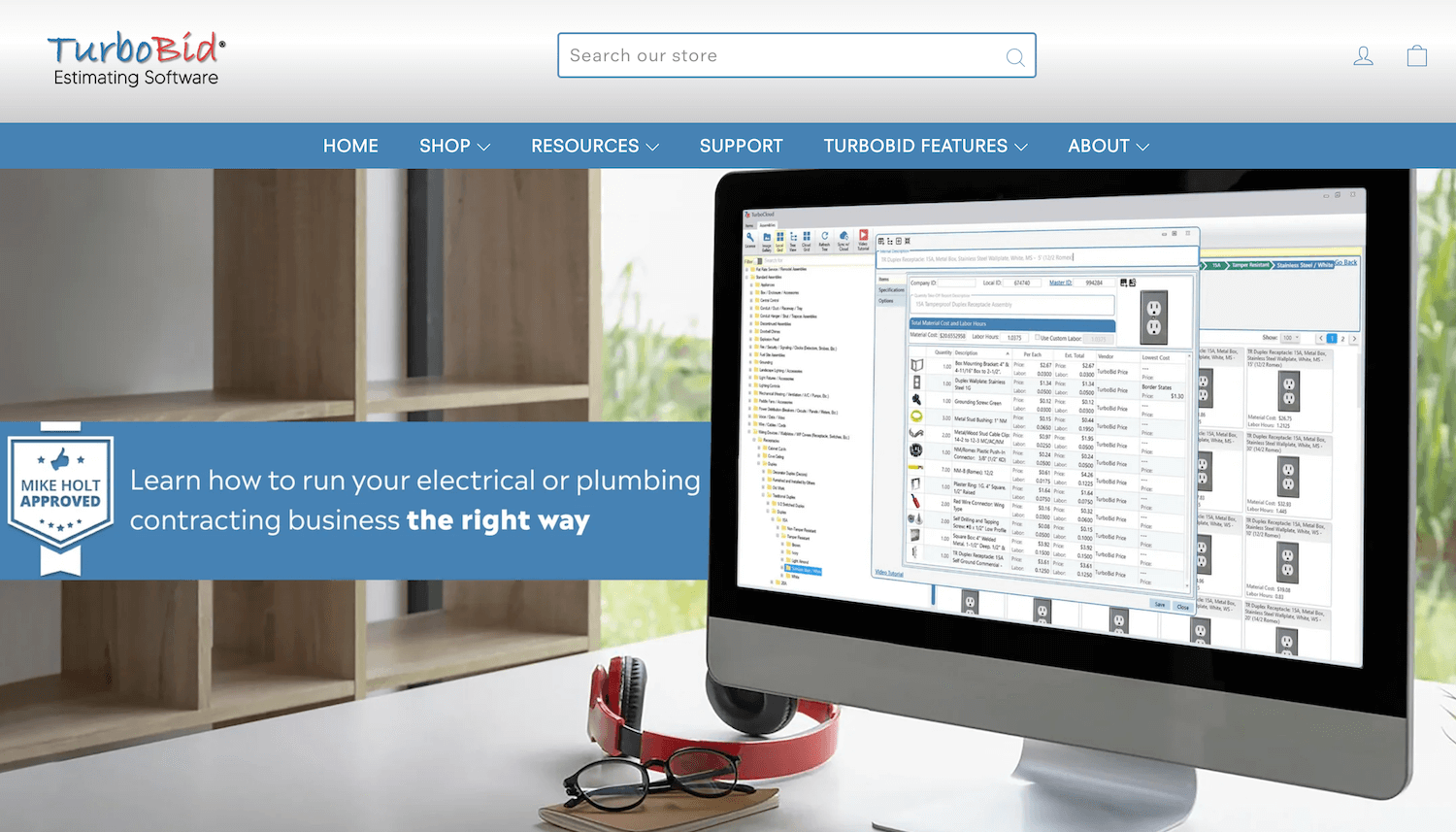 TurboBid homepage: Run your electrical or plumbing contracting business the right way