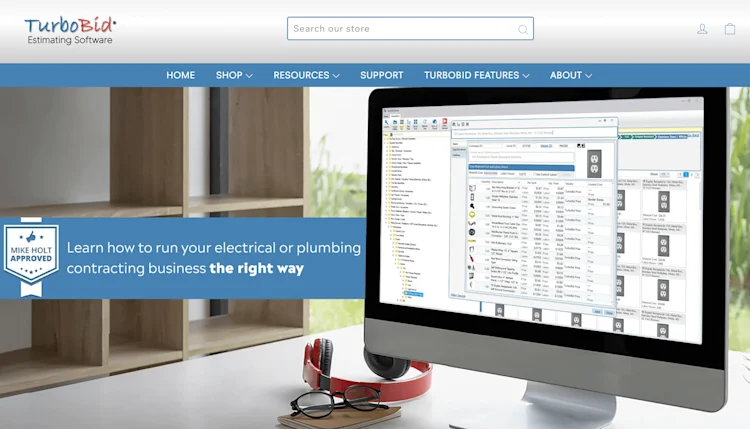 TurboBid homepage: Run your electrical or plumbing contracting business the right way