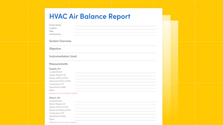 HVAC Air Balance Report Template: Free PDF Download