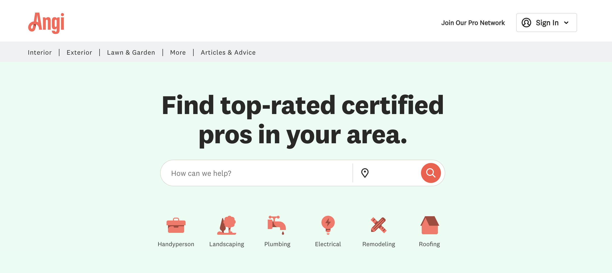 Angi homepage: Find top-rated certified pros in your area.