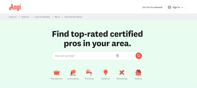 Angi homepage: Find top-rated certified pros in your area.