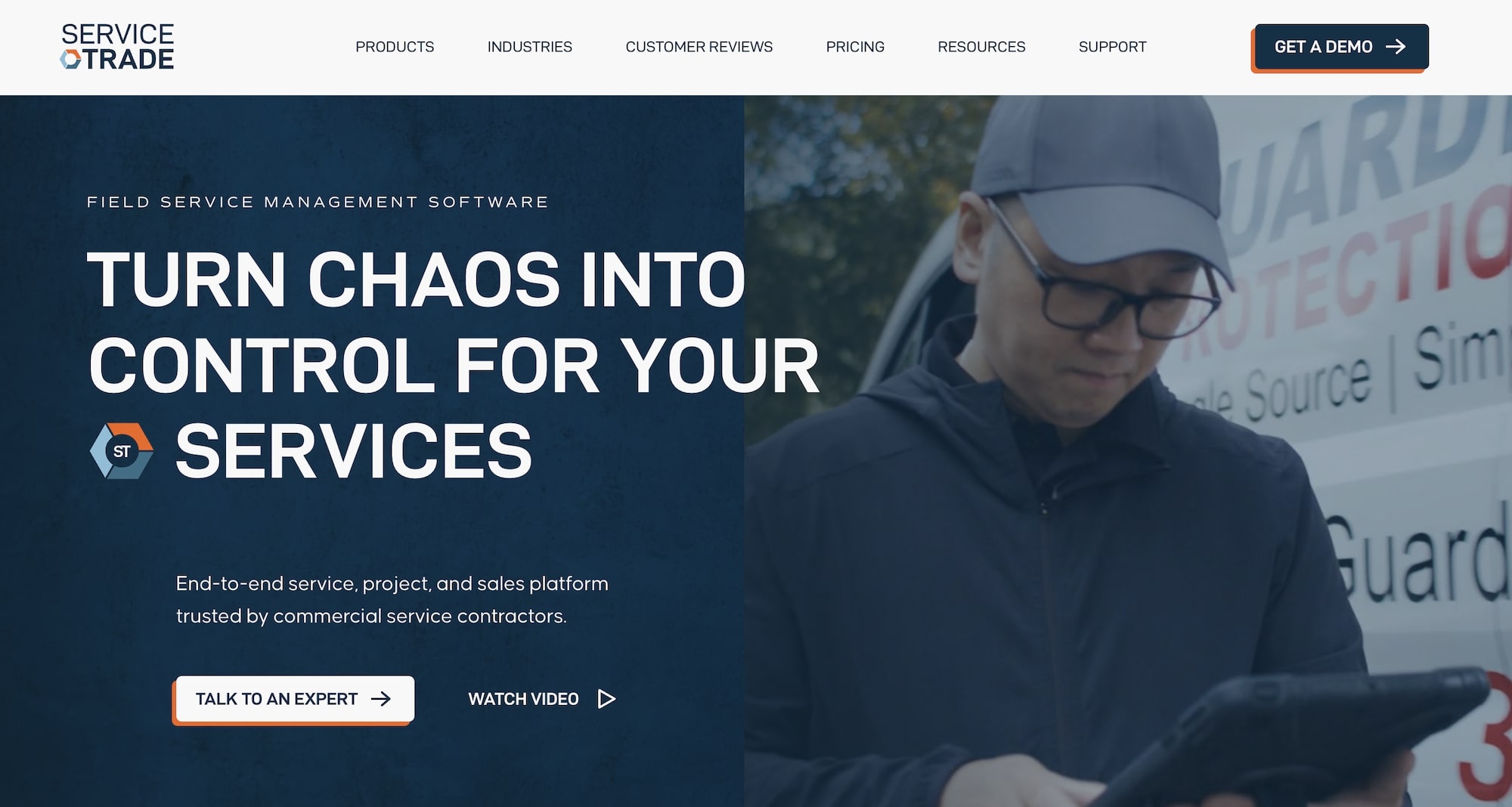 ServiceTrade homepage: Turn Chaos into Control for Your Services