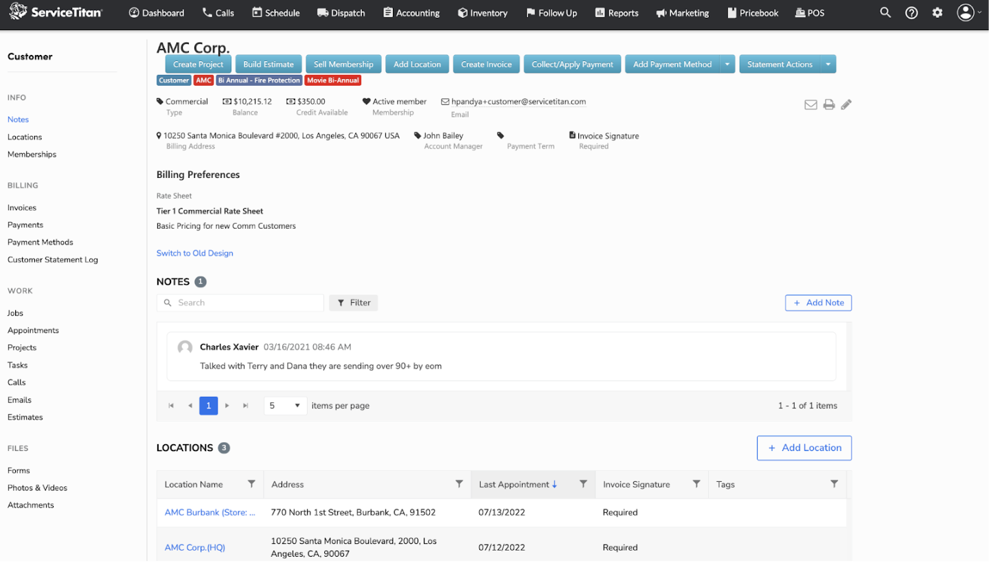 AMC Corp. Information and Notes