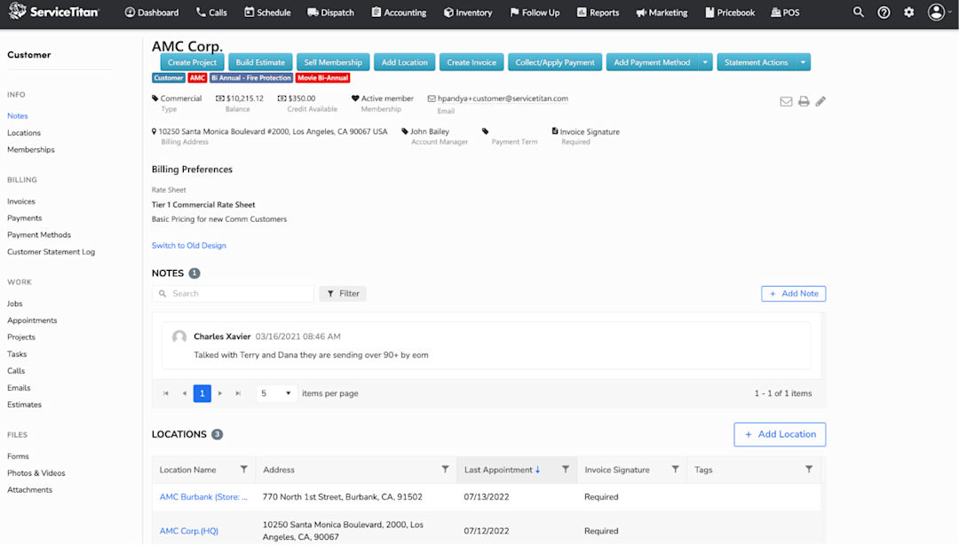 AMC Corp. Information and Notes