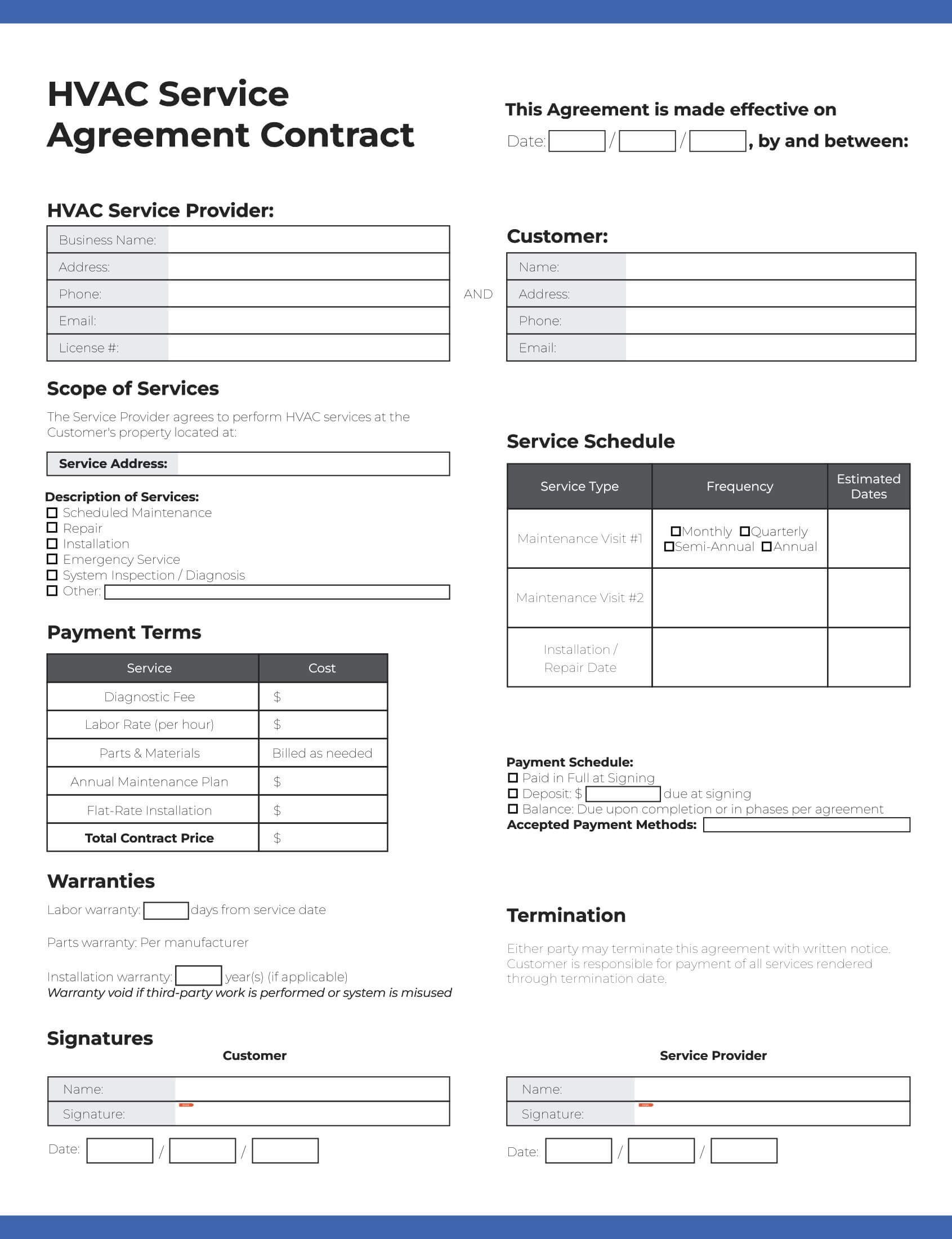 HVAC Service Agreement Contract: Page 1 of 1