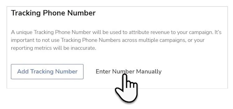 Tracking Phone Number: Enter Number Manually