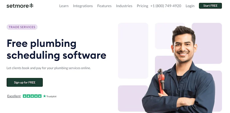 Setmore homepage: Free plumbing scheduling software