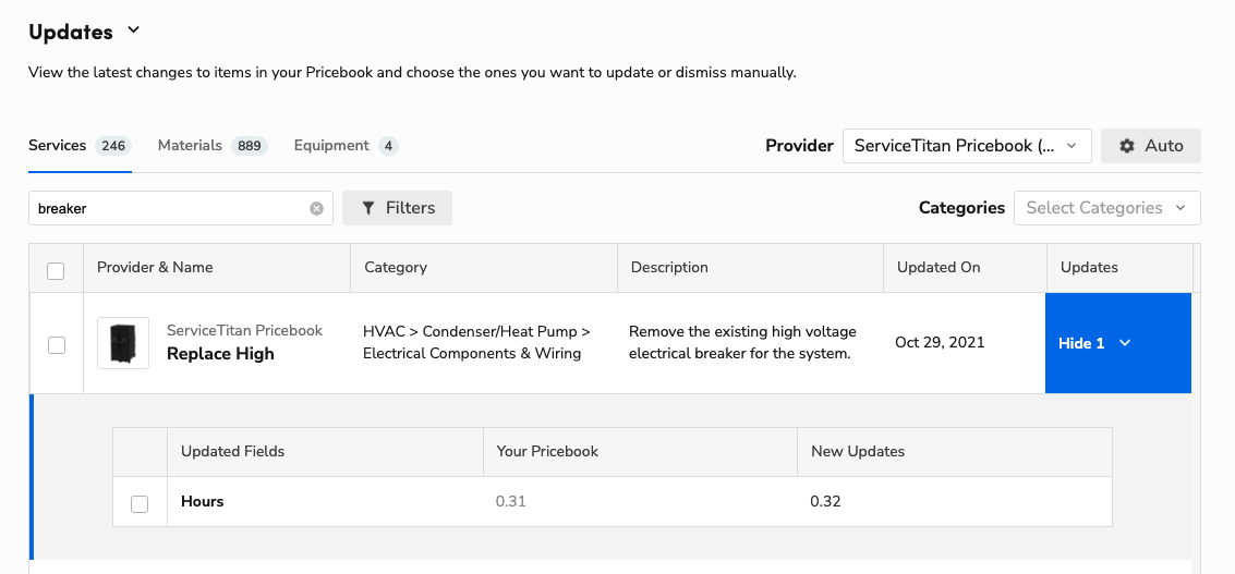 Pricebook Updates in ServiceTitan: View the latest changes in your pricebook