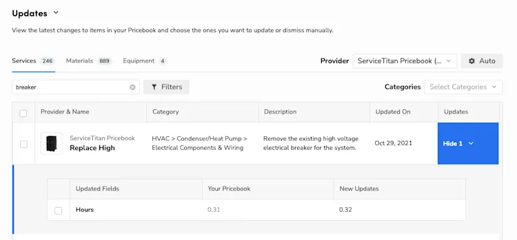 Pricebook Updates in ServiceTitan: View the latest changes in your pricebook