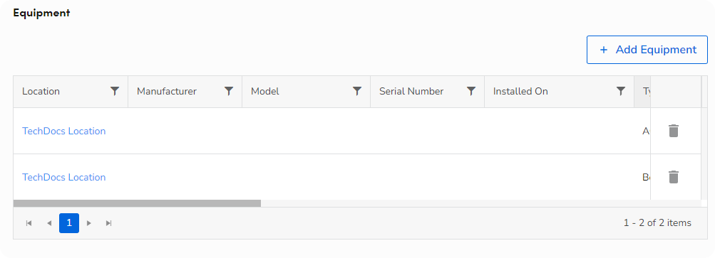Add Equipment Details: Location, Manufacturer, Model, Serial Number, etc.
