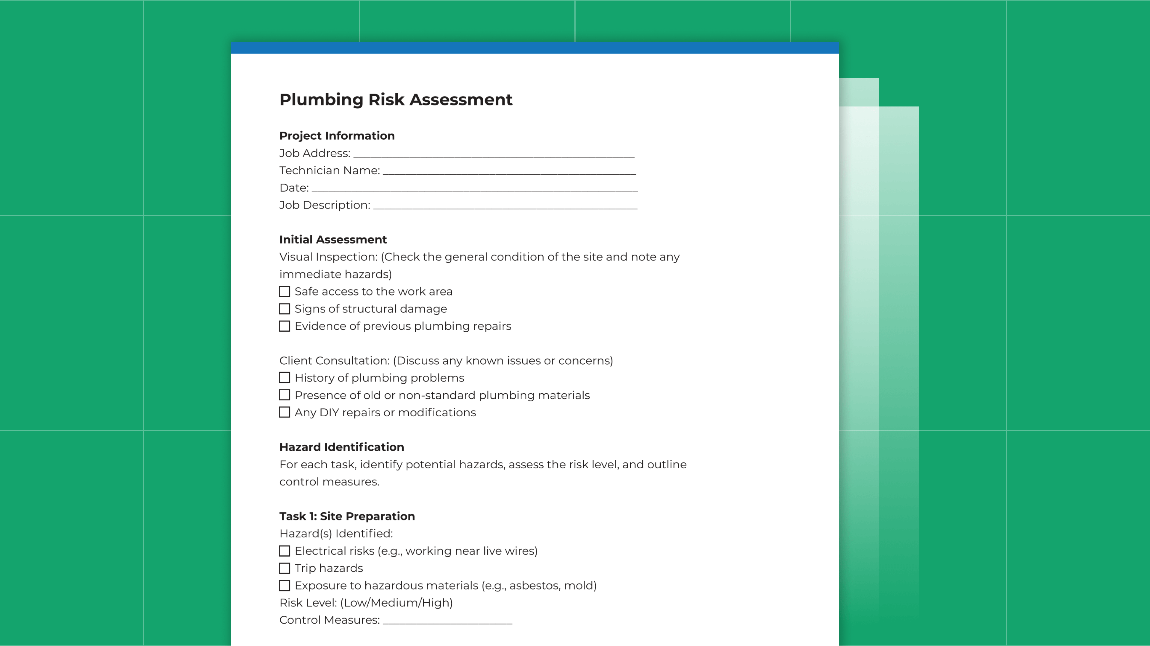 Plumbing Risk-Assessment Template: Free Checklist