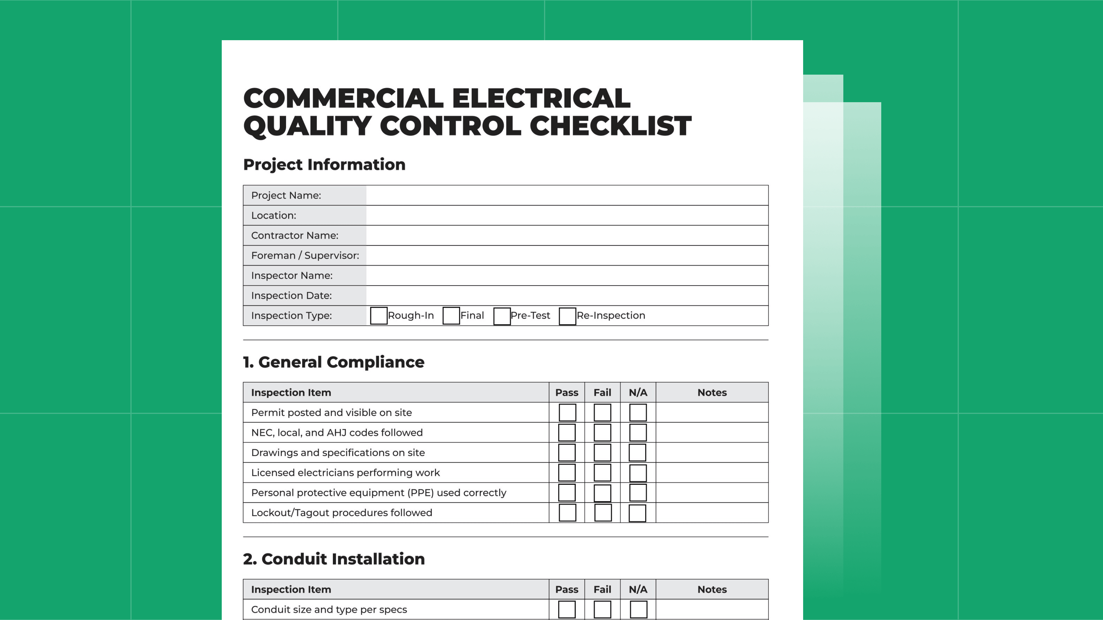 Commercial Electrical Quality Control Checklist: Free PDF Template