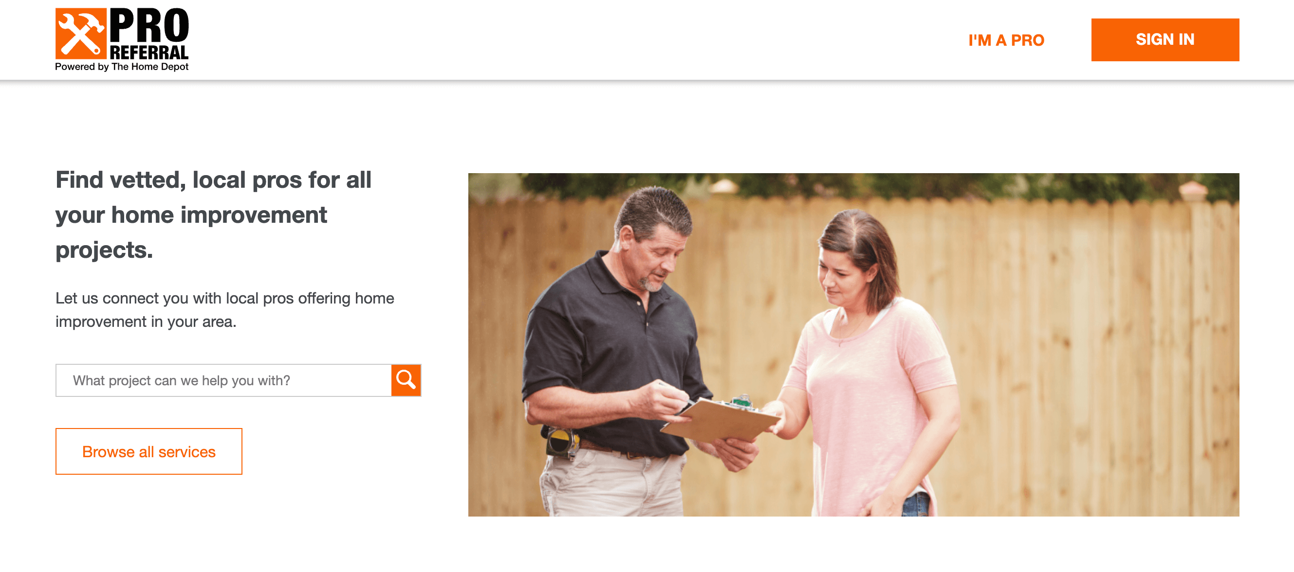 Pro Referral by Home Depot homepage: Find vetted, local pros for all your home improvement projects.