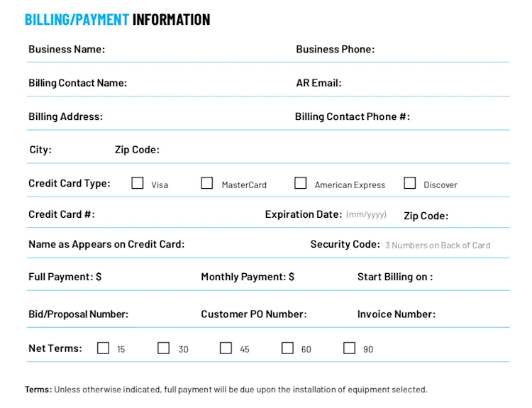 Free Commercial HVAC Bid Template from ServiceTitan: Billing Information