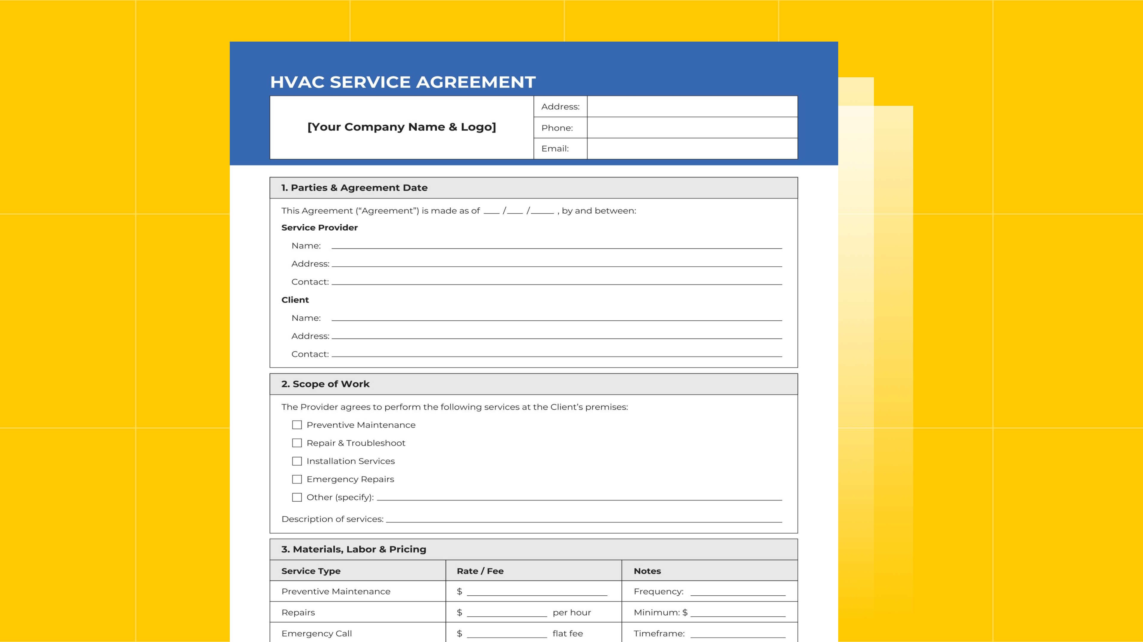HVAC Service Agreement Template: Free PDF Download