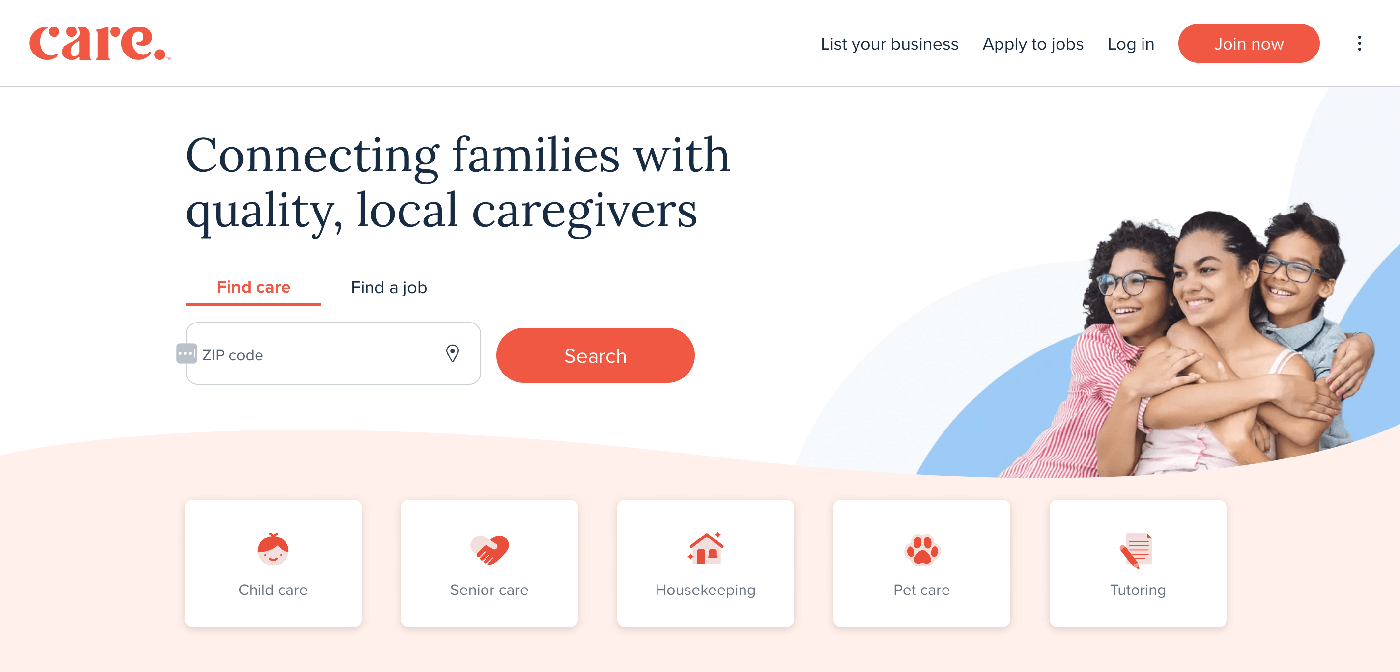 Care homepage: Connecting families with quality, local caregivers