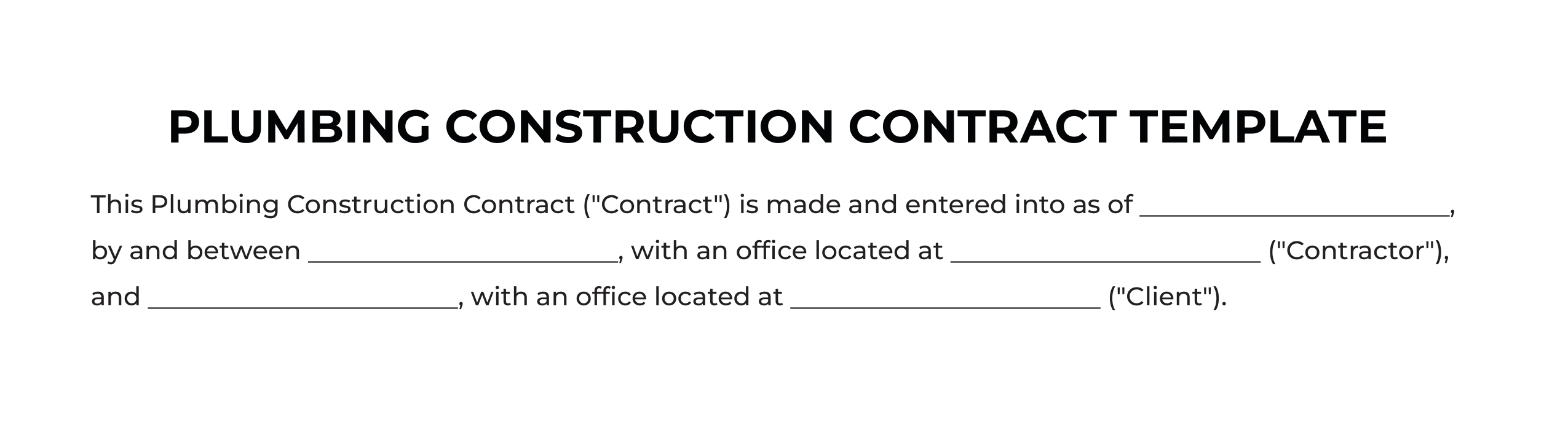 Plumbing Construction Contract Template: Client Details