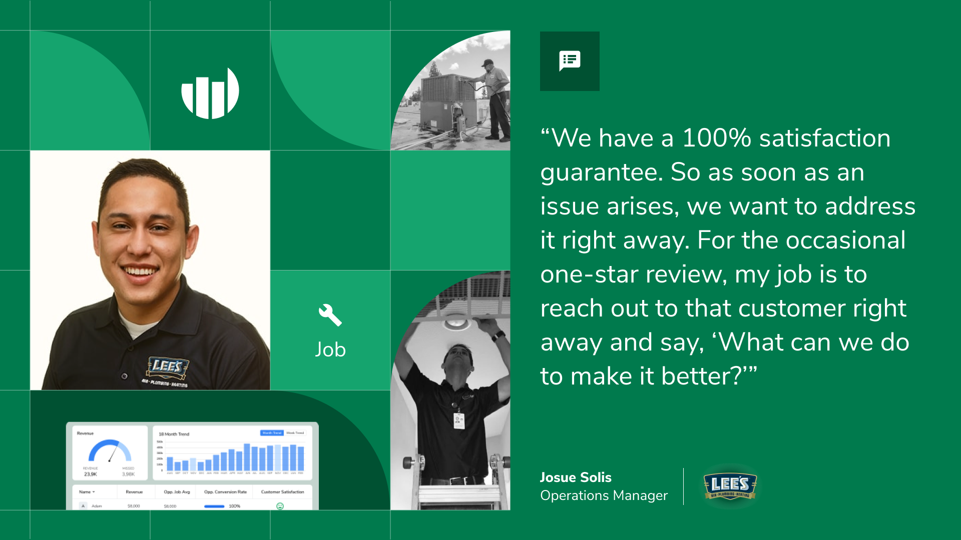 Lee’s Air, Plumbing & Heating guarantees customer satisfaction, and uses ServiceTitan to back it up