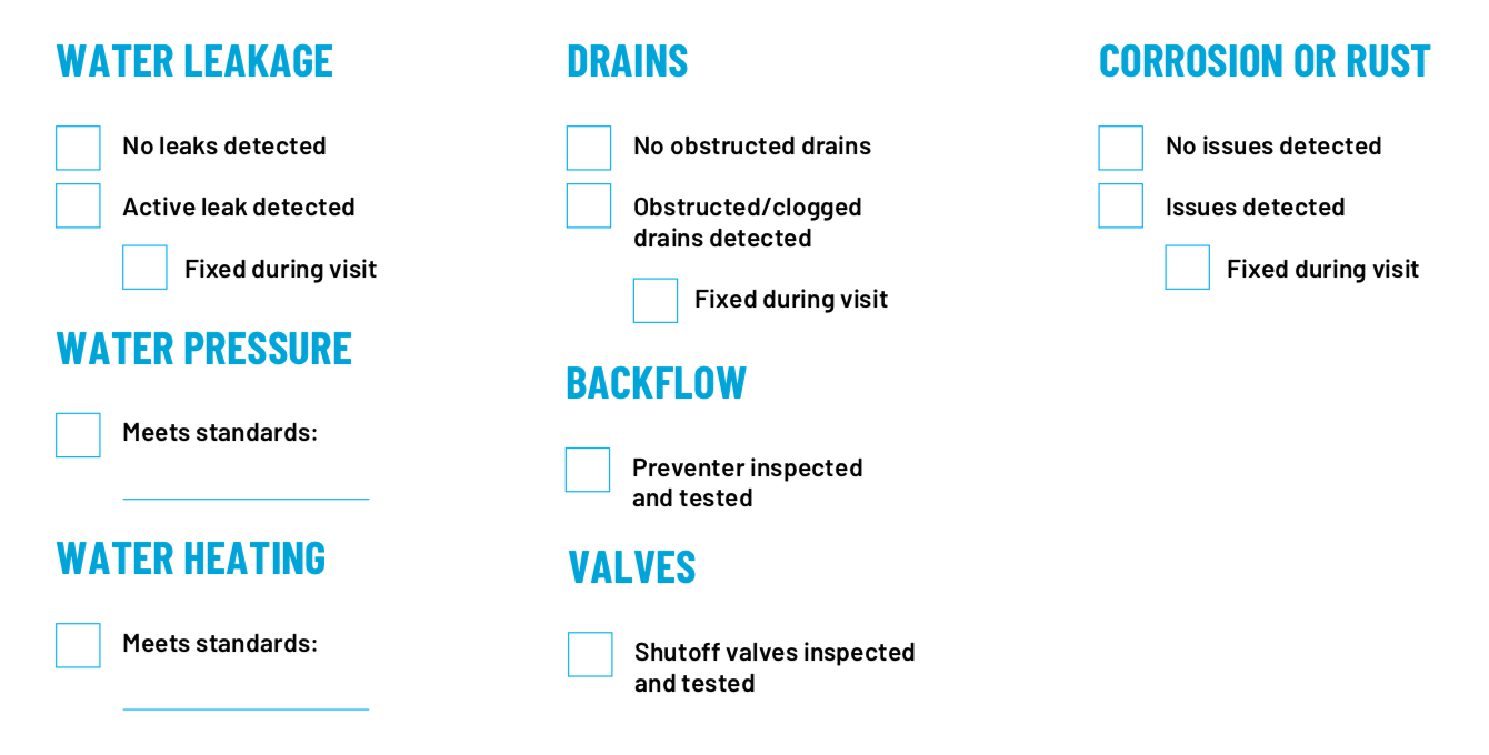 Commercial Plumbing Preventative Maintenance Checklist Template: Preventive Services