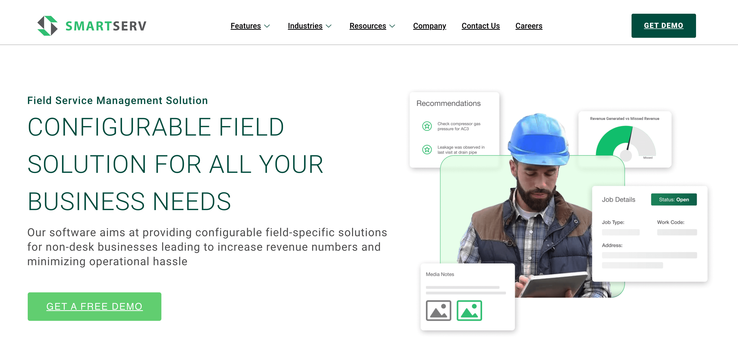 SmartServ homepage: Configurable Field Solution for All Your Business Needs