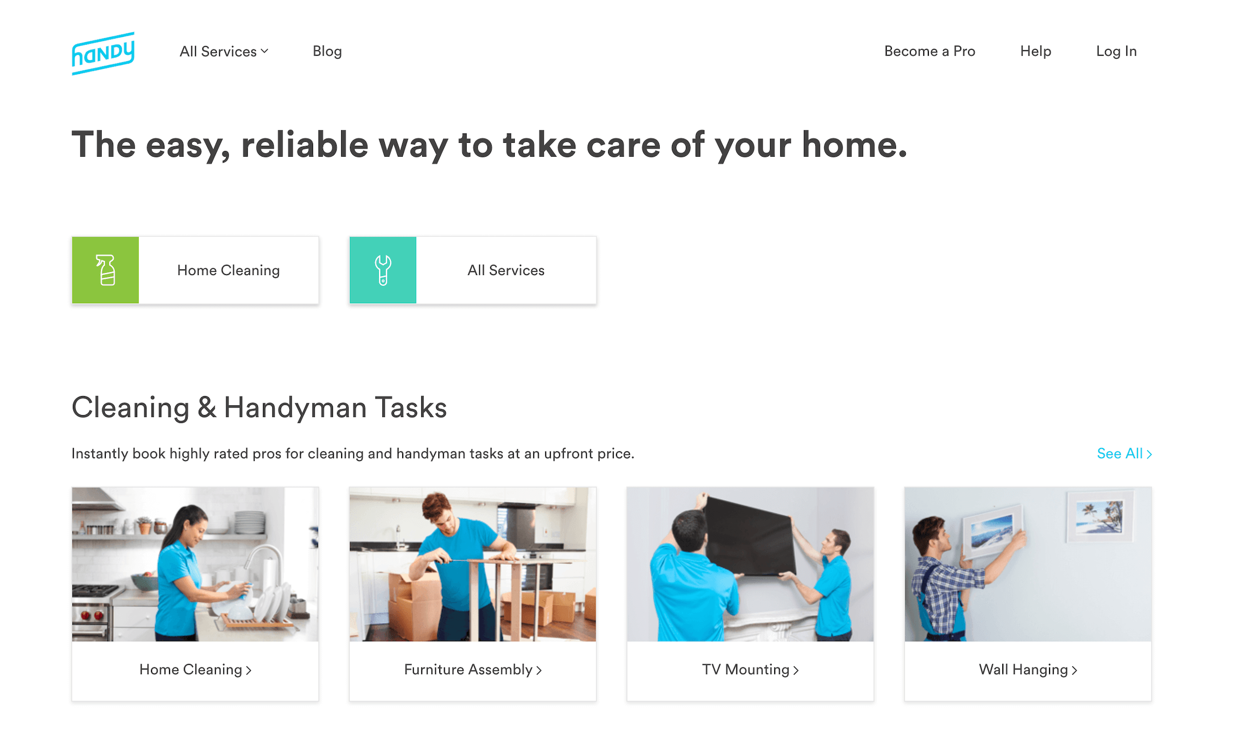 Handy homepage: The easy, reliable way to take care of your home.