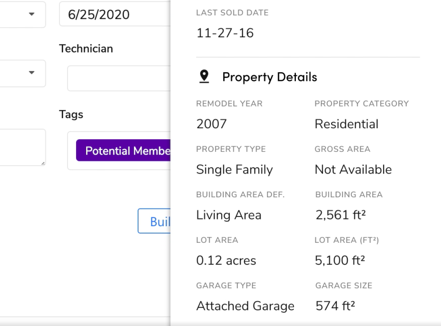 Property Details and Data from Incoming Calls