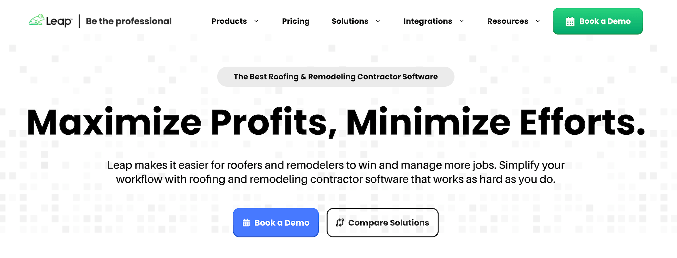 Leap homepage: Maximize Profits, Minimize Efforts