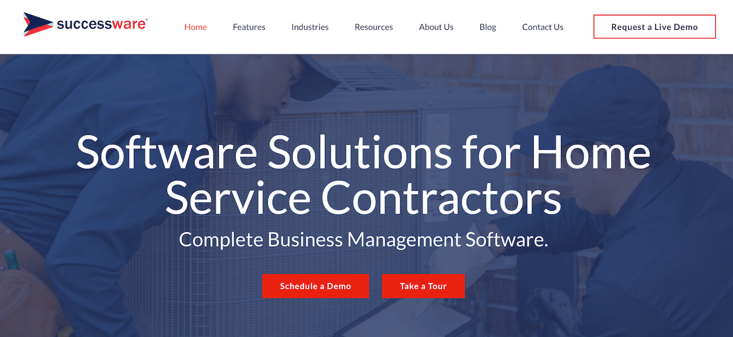 Successware homepage: Software Solutions for Home Service Contractors