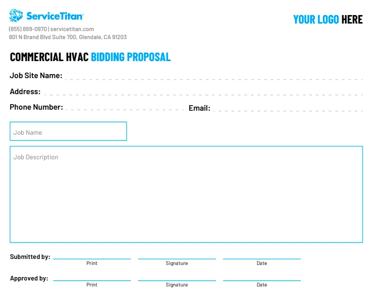 ServiceTitan's Free Commercial HVAC Bid Template: Contact Information