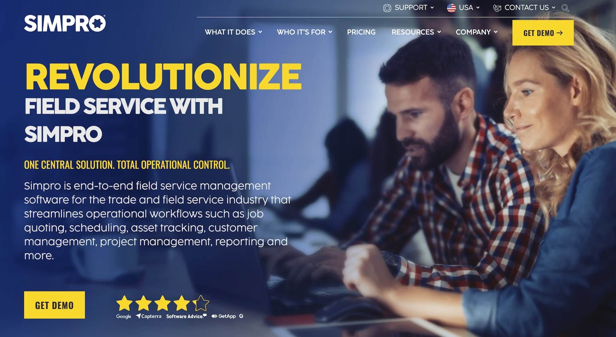 Simpro homepage: Revolutionize Field Service